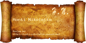 Honti Nikoletta névjegykártya